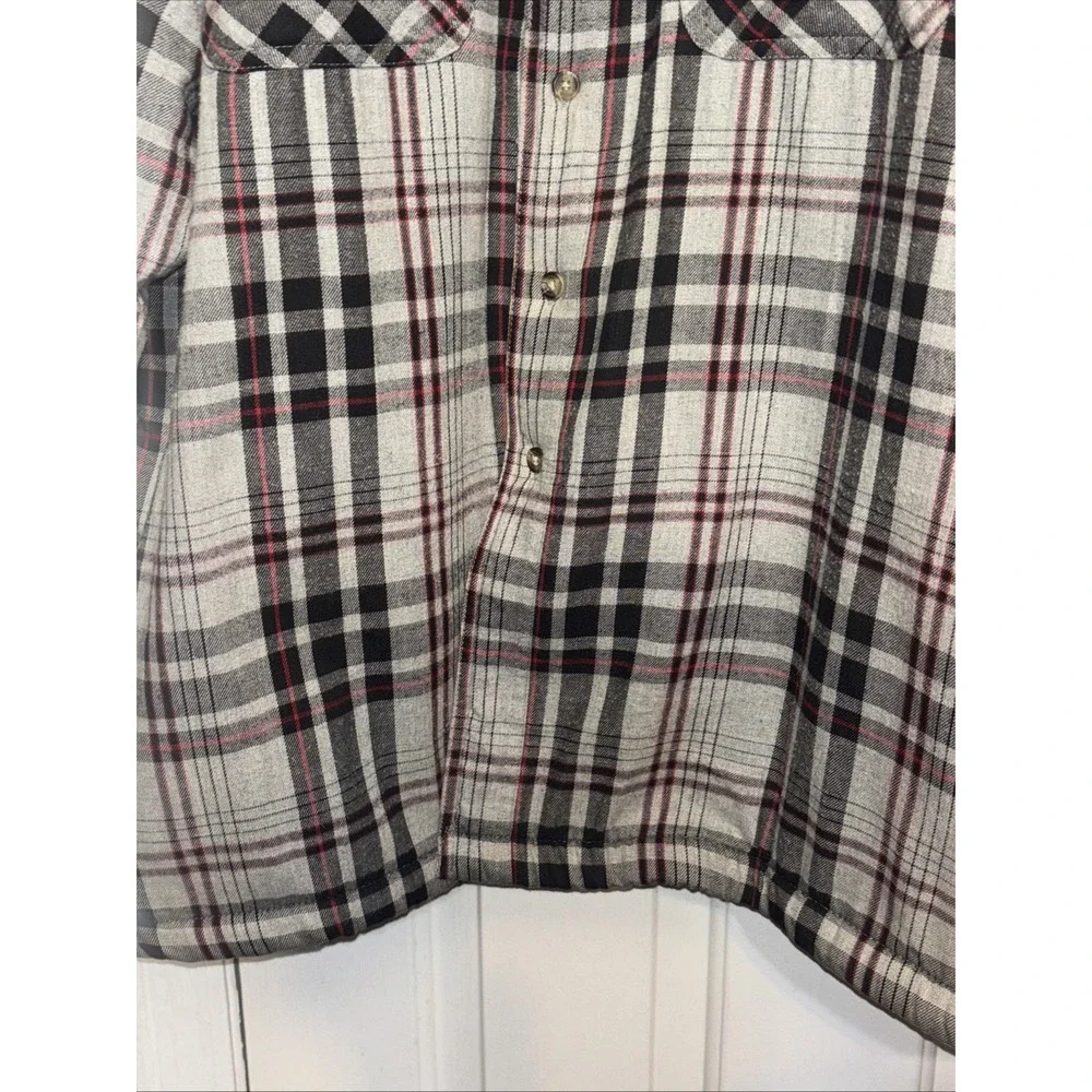 David Taylor Mens Large Grey Black Red Plaid Sherpa Lined Flannel Shacket Jacket